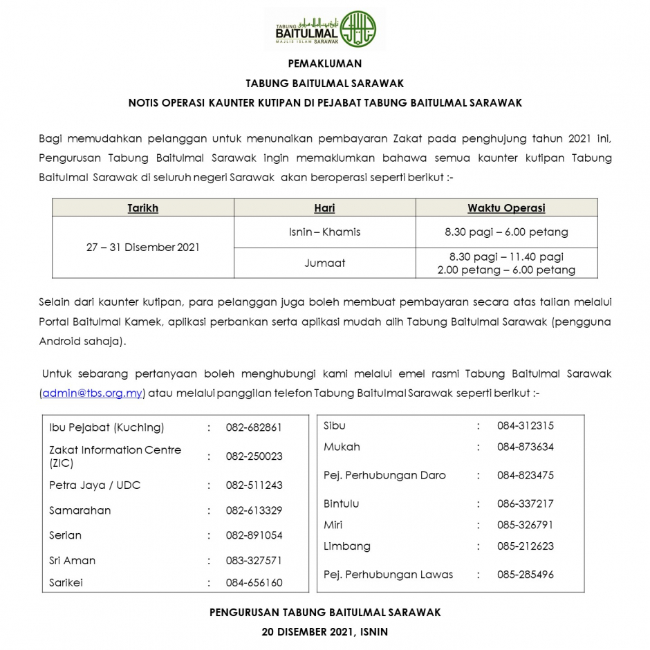 Portal Rasmi TABUNG BAITULMAL SARAWAK